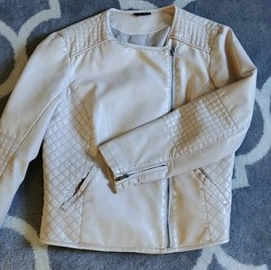 Pink Faux Leather Jacket